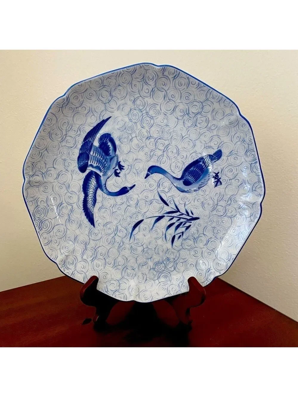 Yamaji Blue Porcelain Plate 10 Inch